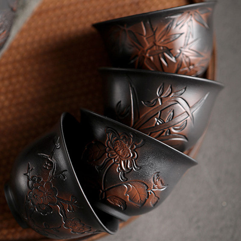 Zen-Teetasse aus Keramik mit Lotus- und Drachendesign – 130 ml Schale
