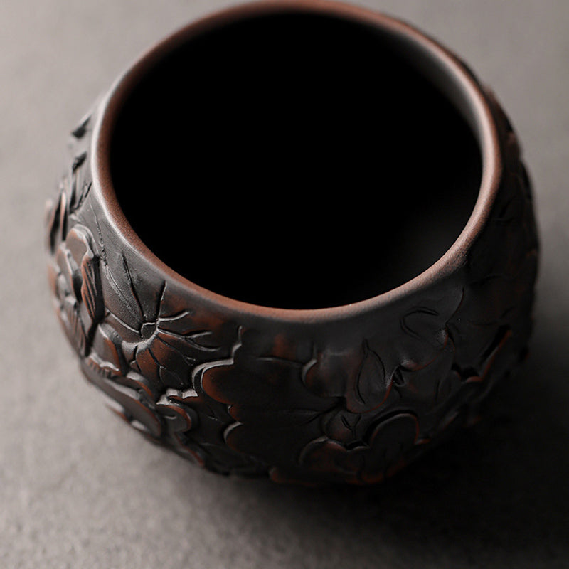 Zen-Teetasse aus Keramik mit Lotus- und Drachendesign – 130 ml Schale