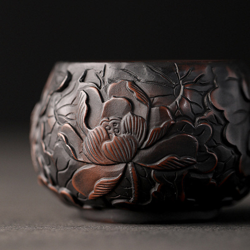 Zen-Teetasse aus Keramik mit Lotus- und Drachendesign – 130 ml Schale