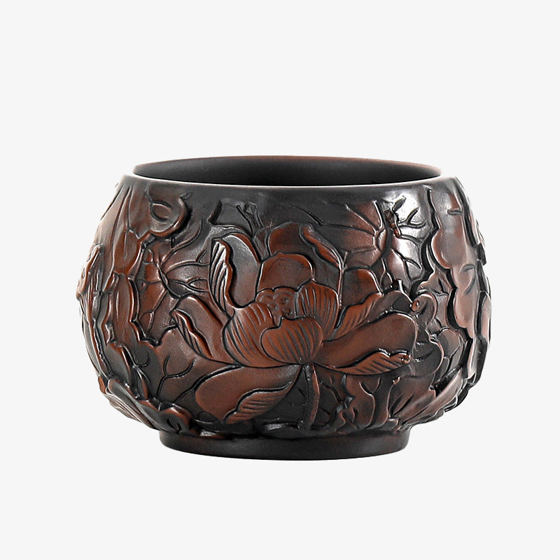 Zen-Teetasse aus Keramik mit Lotus- und Drachendesign – 130 ml Schale
