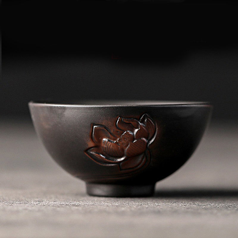Zen-Teetasse aus Keramik mit Lotus- und Drachendesign – 130 ml Schale