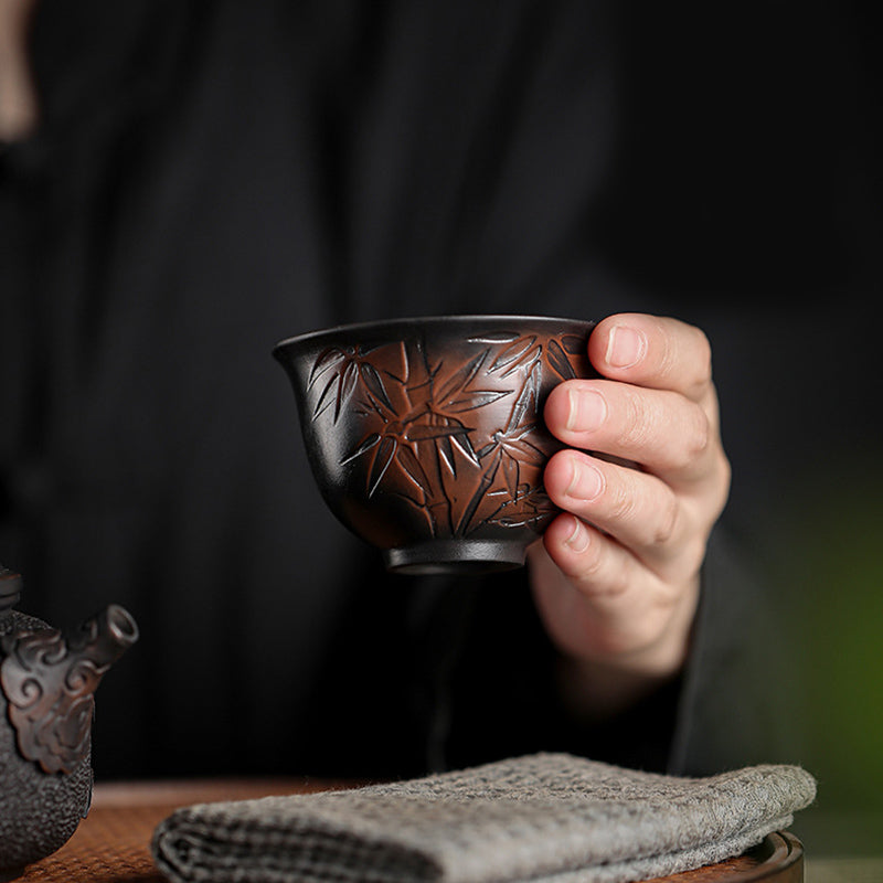 Zen-Teetasse aus Keramik mit Lotus- und Drachendesign – 130 ml Schale