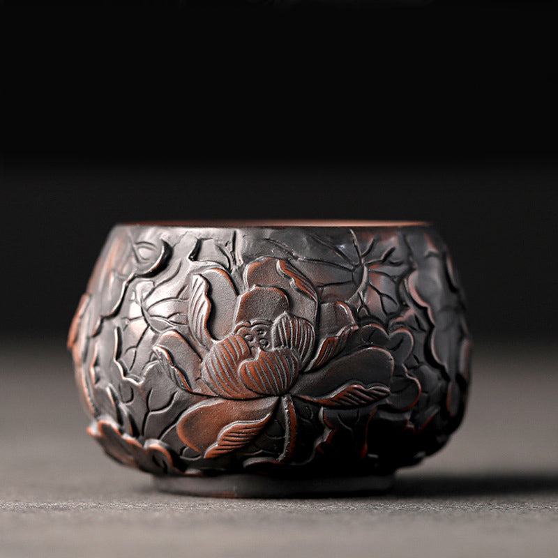 Zen-Teetasse aus Keramik mit Lotus- und Drachendesign – 130 ml Schale