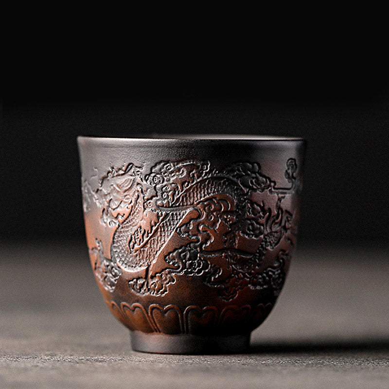 Zen-Teetasse aus Keramik mit Lotus- und Drachendesign – 130 ml Schale