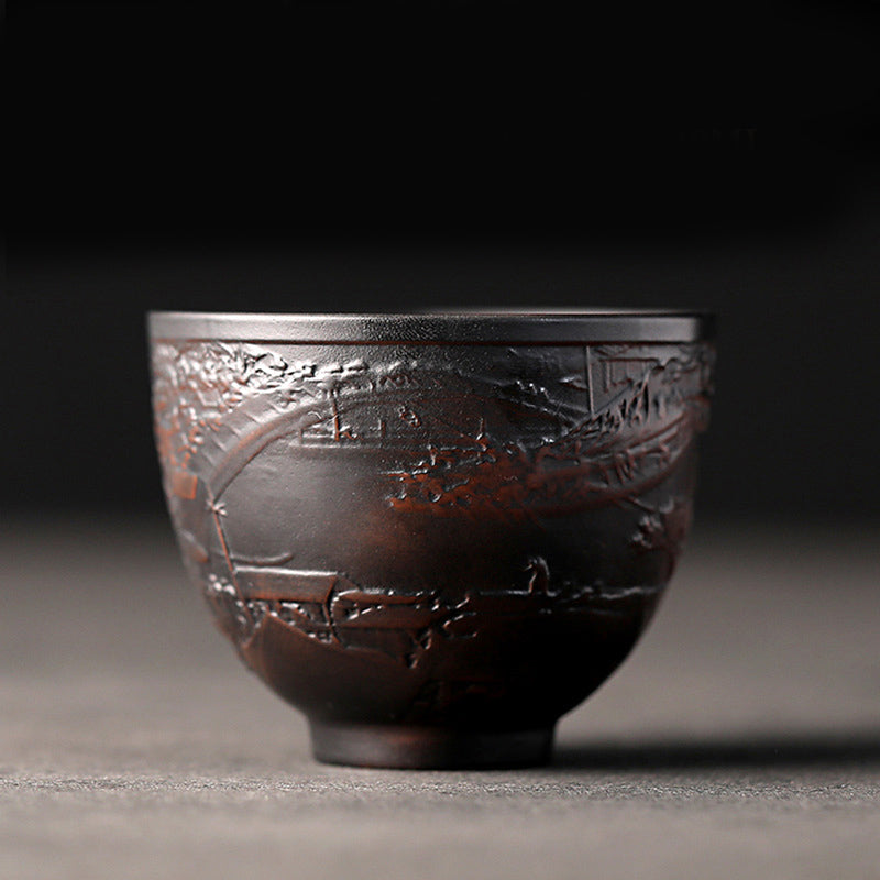 Zen-Teetasse aus Keramik mit Lotus- und Drachendesign – 130 ml Schale