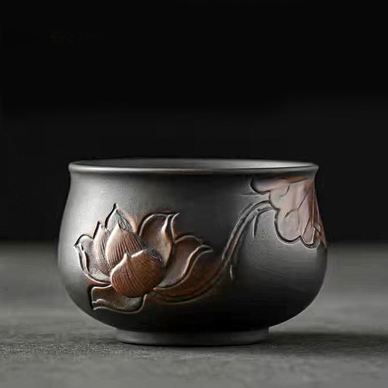 Zen-Teetasse aus Keramik mit Lotus- und Drachendesign – 130 ml Schale