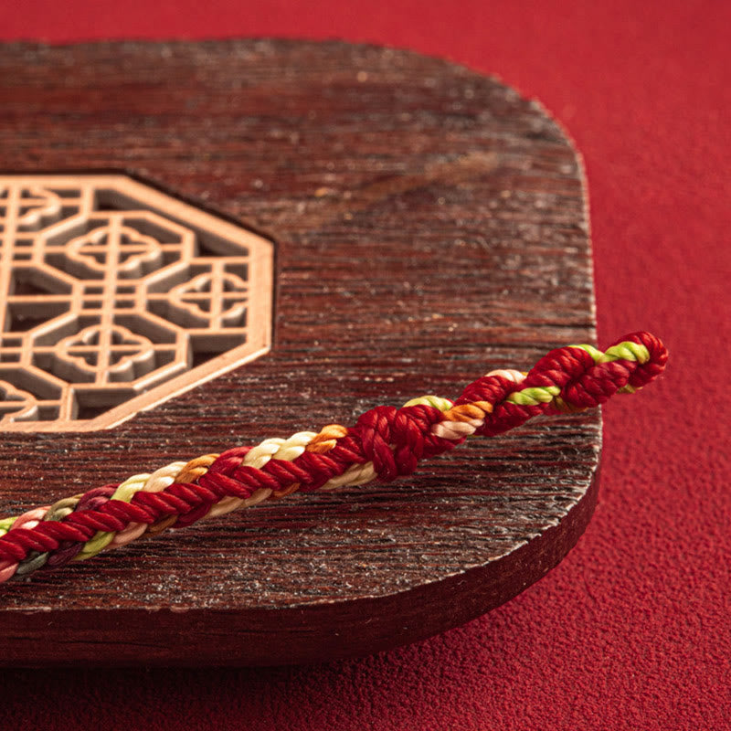 Multicolored Red String Bracelet with King Kong Knot for Protection