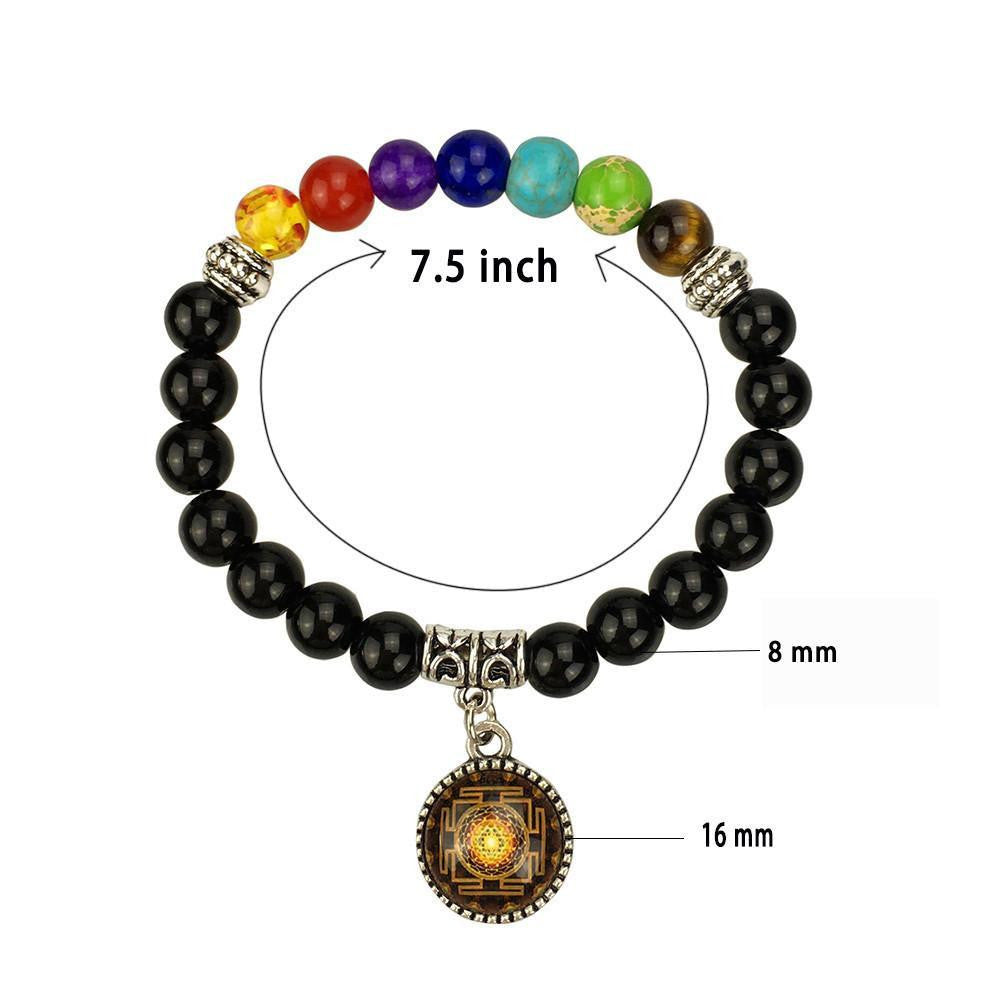 Chakra-ausgleichendes Sri Yantra-Armband, 19 cm
