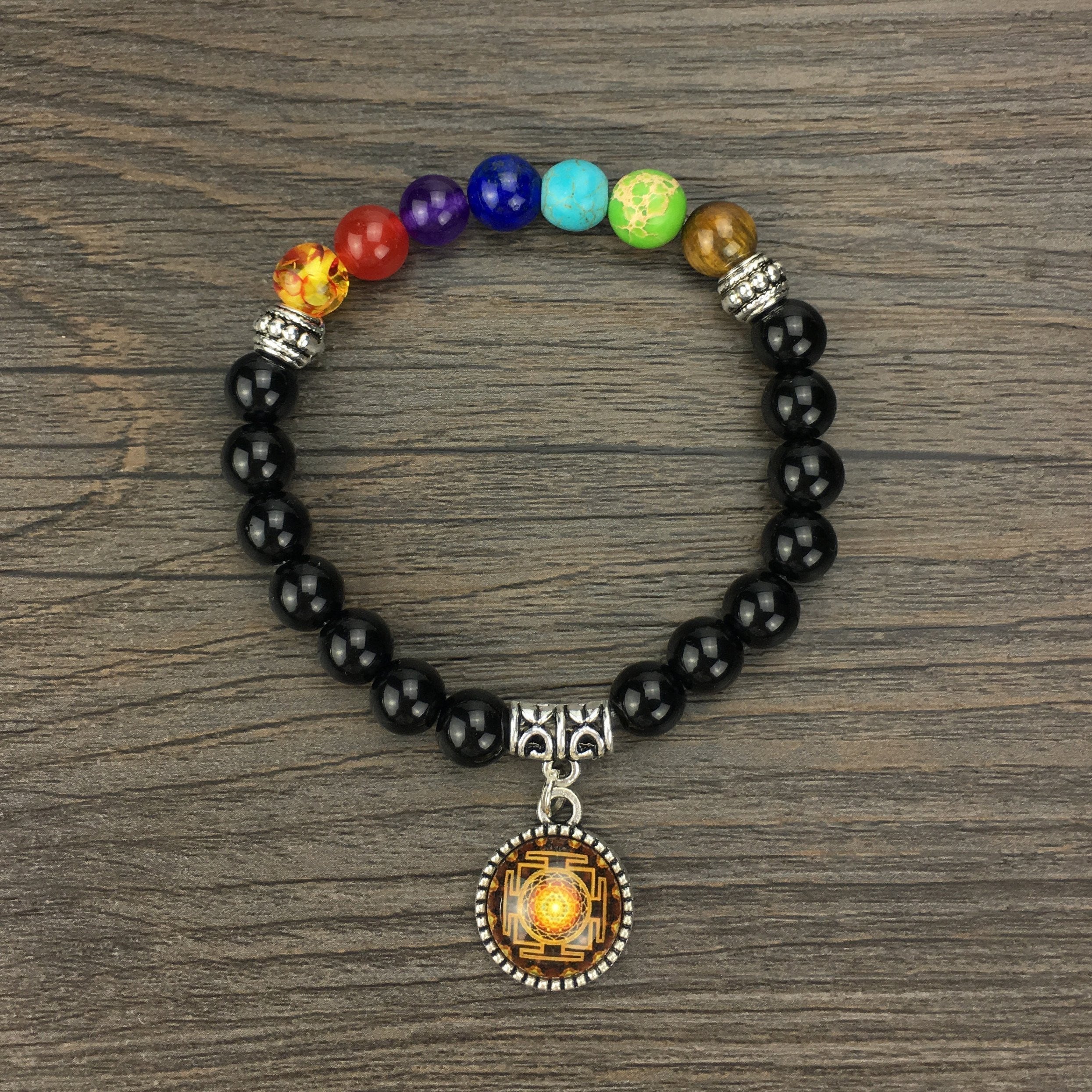Chakra-ausgleichendes Sri Yantra-Armband, 19 cm
