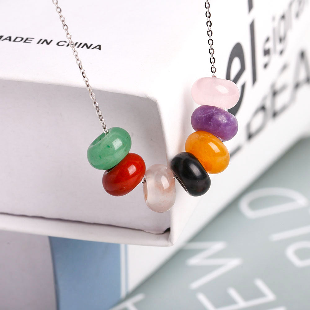 Chakra Crystal Necklace with Donut Beads | Spiritual Healing