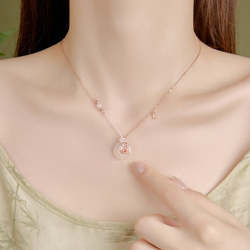 Chalcedon 925 Sterling Silber Koi Fisch Peace Halskette Anhänger