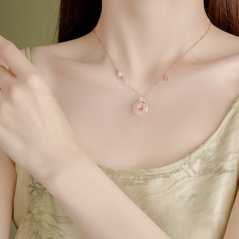 Chalcedon 925 Sterling Silber Koi Fisch Peace Halskette Anhänger