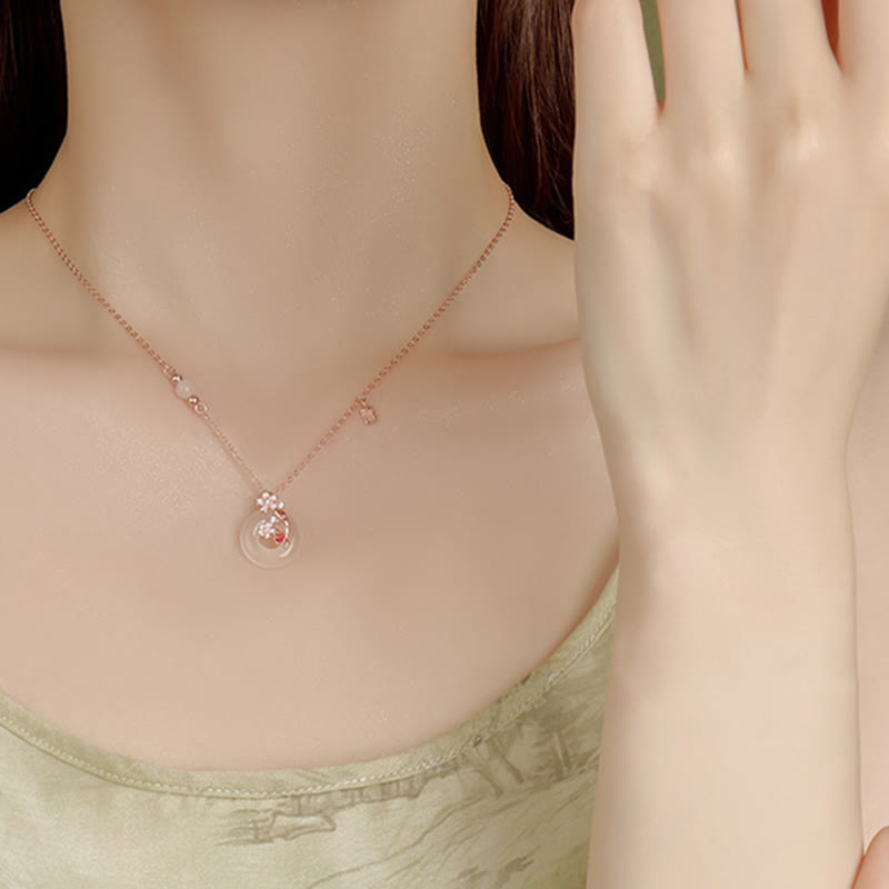 Chalcedon 925 Sterling Silber Koi Fisch Peace Halskette Anhänger