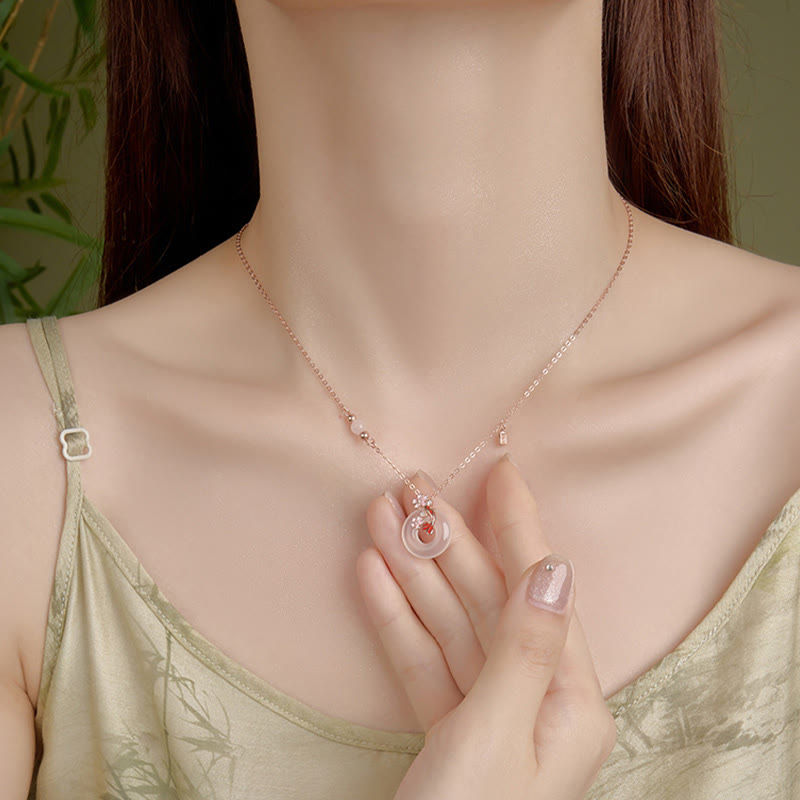 Chalcedon 925 Sterling Silber Koi Fisch Peace Halskette Anhänger