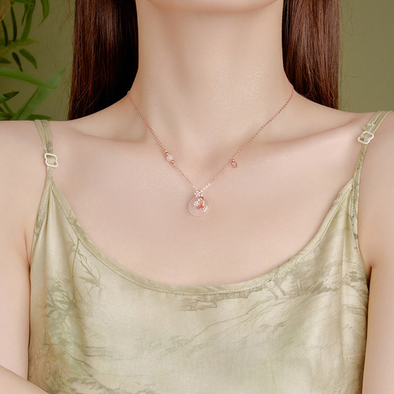 Chalcedon 925 Sterling Silber Koi Fisch Peace Halskette Anhänger