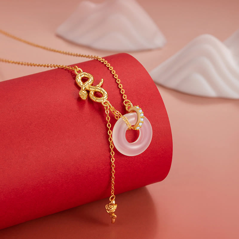 Chalcedon 925 Sterling Silber Jahr der Schlange Harmonie Halskette