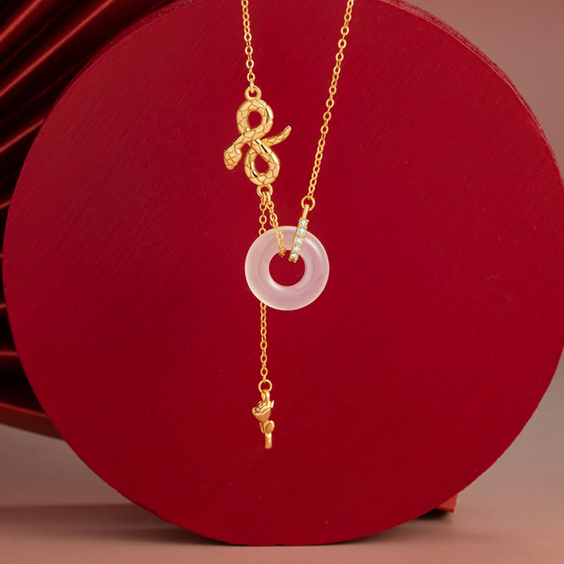 Chalcedon 925 Sterling Silber Jahr der Schlange Harmonie Halskette