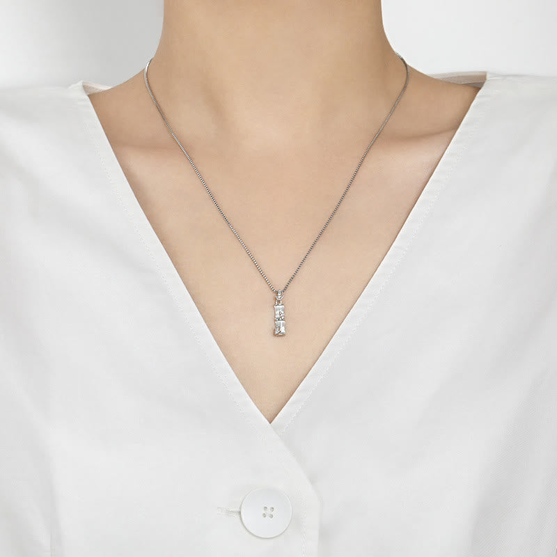 Chalcedon Bambus Harmonie Spirituelle Halskette 47cm Anhänger