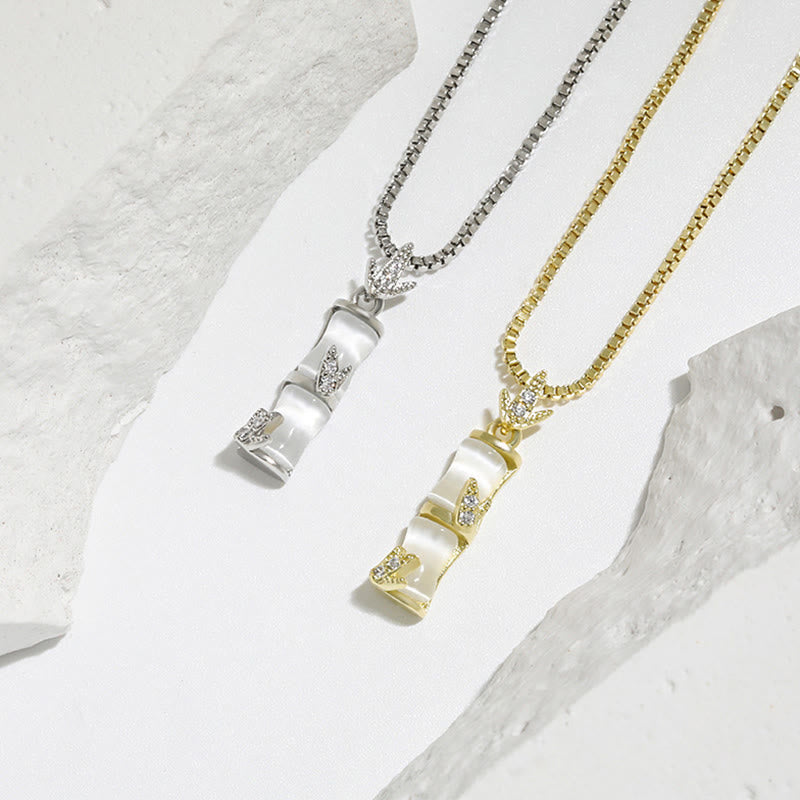 Chalcedon Bambus Harmonie Spirituelle Halskette 47cm Anhänger