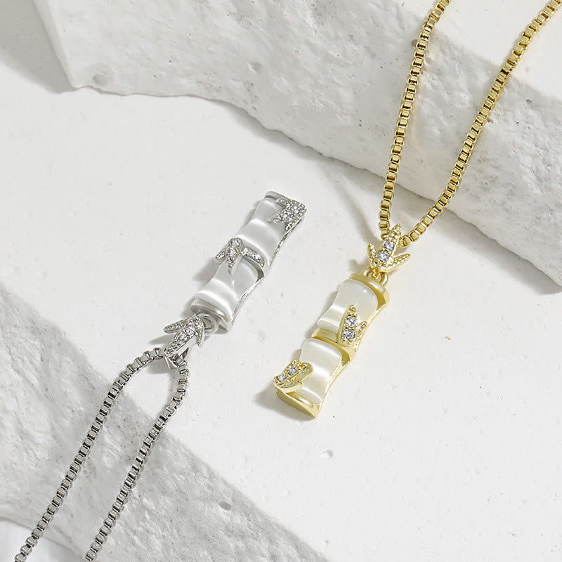 Chalcedon Bambus Harmonie Spirituelle Halskette 47cm Anhänger