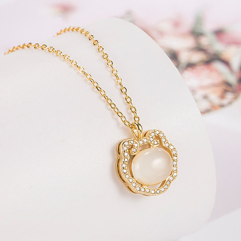 Chalcedon-Schloss der guten Wünsche, positive Kristall-Halskette