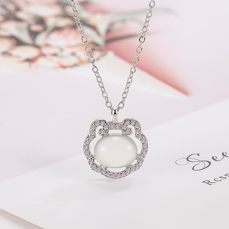 Chalcedon-Schloss der guten Wünsche, positive Kristall-Halskette