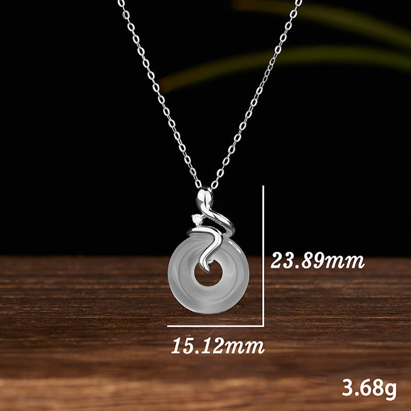 Chalcedon-Schlangen-Friedensschnallen-Halskette aus 925er Sterlingsilber