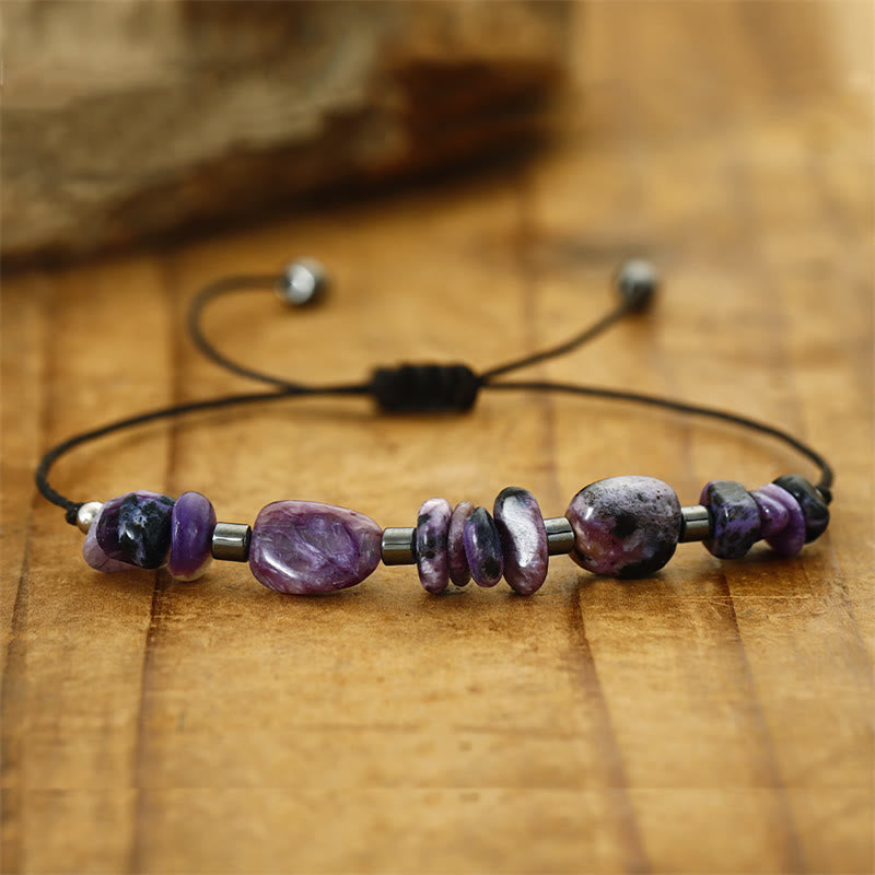 Spirituelles Armband aus Charoit-Hämatit für Konzentration und Heilung