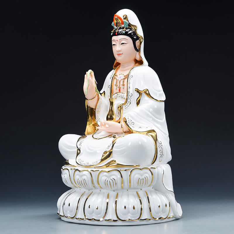 Chenrezig Bodhisattva-Buddha-Statue aus Keramik für Erfolg, 26 cm