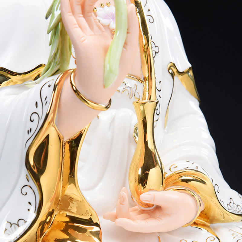 Chenrezig Bodhisattva-Buddha-Statue aus Keramik für Erfolg, 26 cm