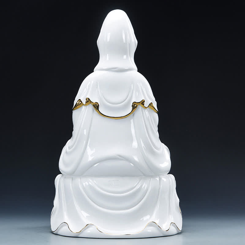 Chenrezig Bodhisattva-Buddha-Statue aus Keramik für Erfolg, 26 cm