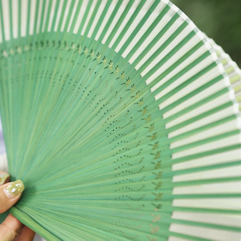 Chinesischer Faltfächer Libelle Maulbeerseide 23cm