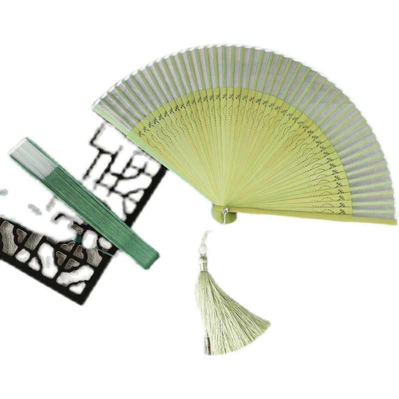 Chinesischer Faltfächer Libelle Maulbeerseide 23cm