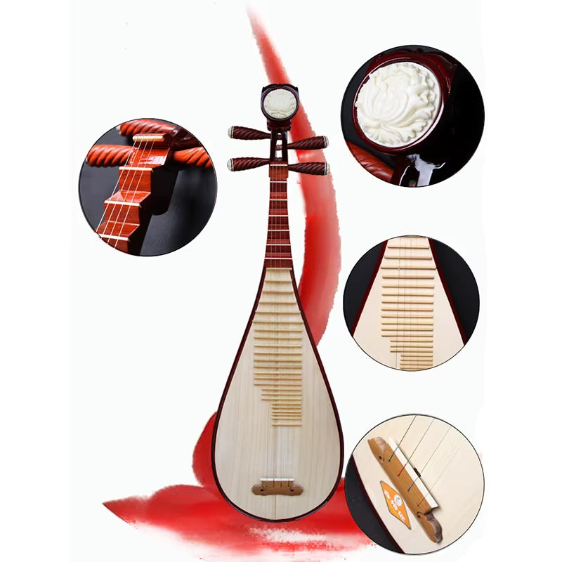 Professional Pipa Aldult Lute Chinese Ethnic Music Instrument Traditional Oriental Stringed Musical Instruments with Accessories