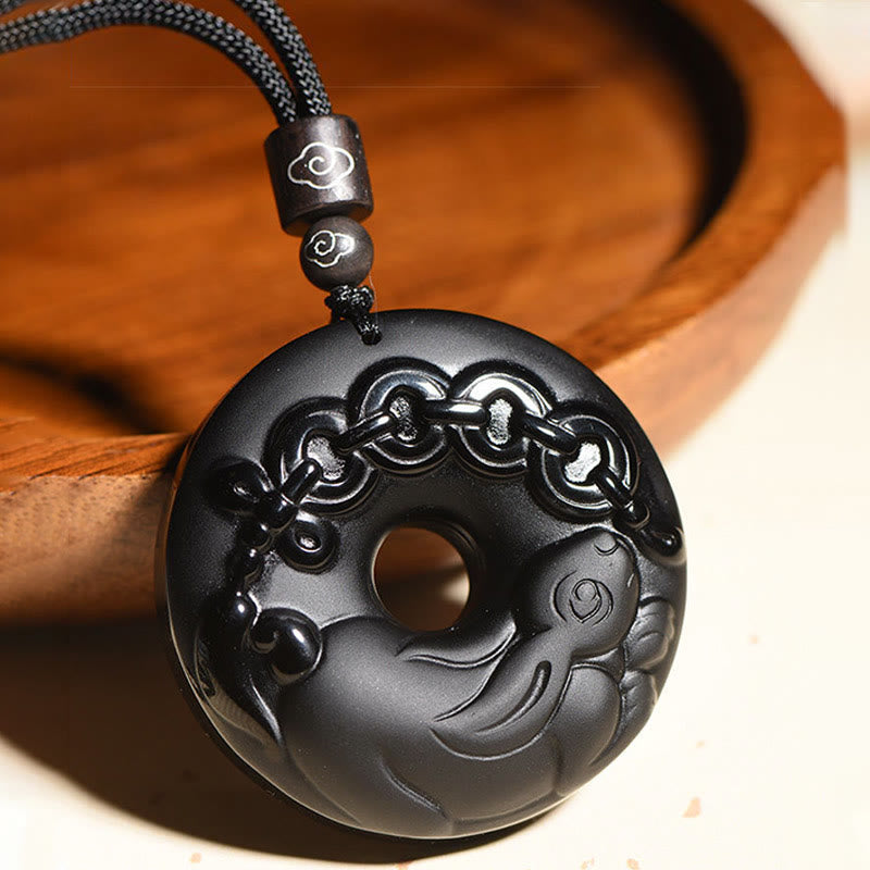 Chinesischer Sternzeichen-Anhänger aus schwarzem Obsidian