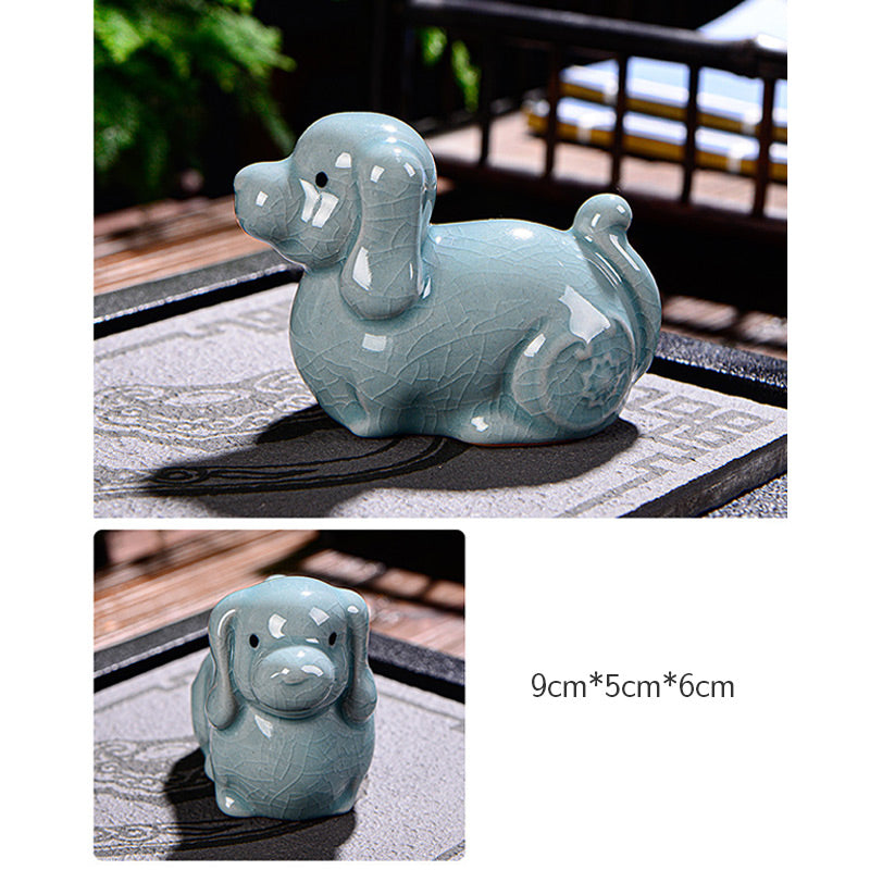 Chinesisches Tierkreiszeichen-Teetier aus Keramik für Reichtum und Wohlstand
