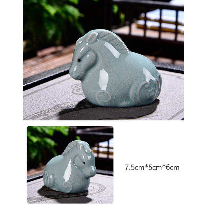 Chinesisches Tierkreiszeichen-Teetier aus Keramik für Reichtum und Wohlstand