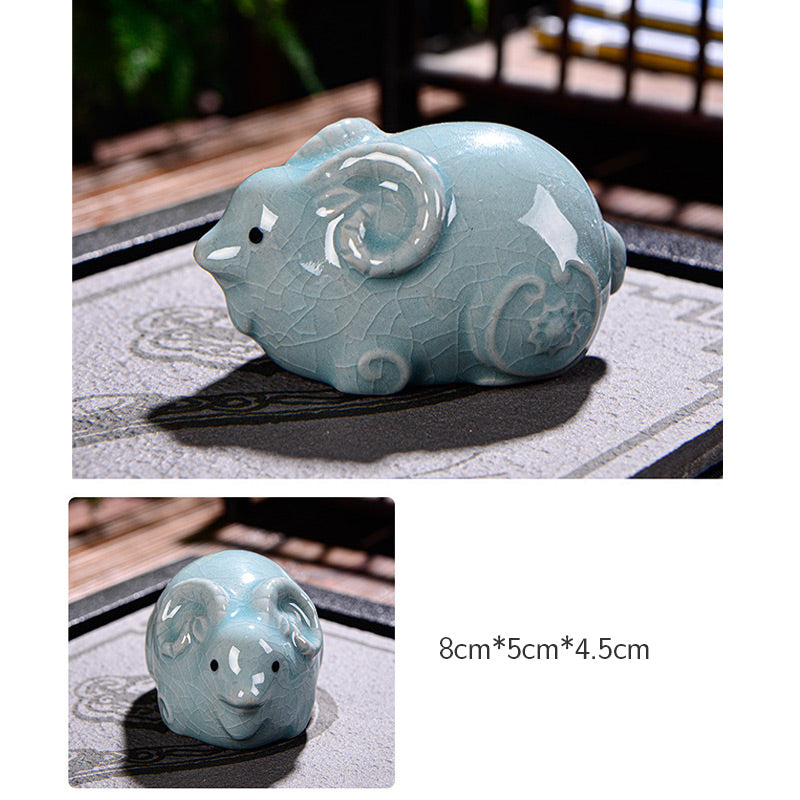 Chinesisches Tierkreiszeichen-Teetier aus Keramik für Reichtum und Wohlstand
