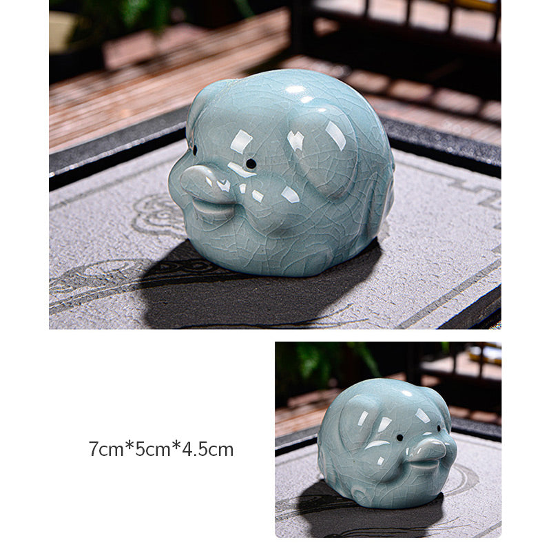 Chinesisches Tierkreiszeichen-Teetier aus Keramik für Reichtum und Wohlstand