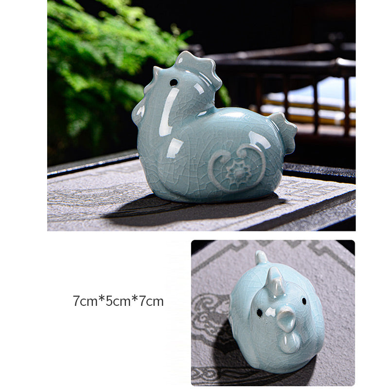 Chinesisches Tierkreiszeichen-Teetier aus Keramik für Reichtum und Wohlstand