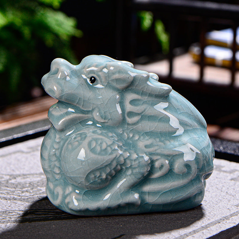 Chinesisches Tierkreiszeichen-Teetier aus Keramik für Reichtum und Wohlstand
