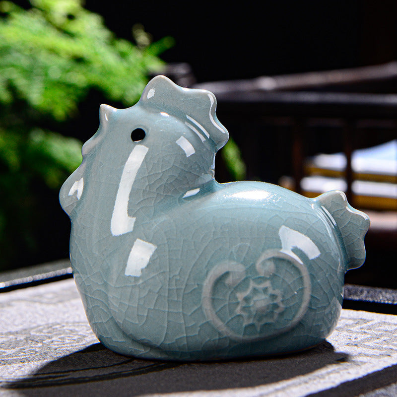 Chinesisches Tierkreiszeichen-Teetier aus Keramik für Reichtum und Wohlstand