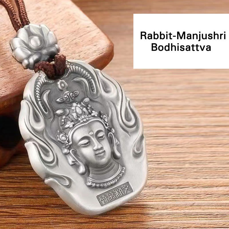 Halskette mit chinesischem Sternzeichen und Mitgefühl, mit Om Mani Padme Hum-Anhänger