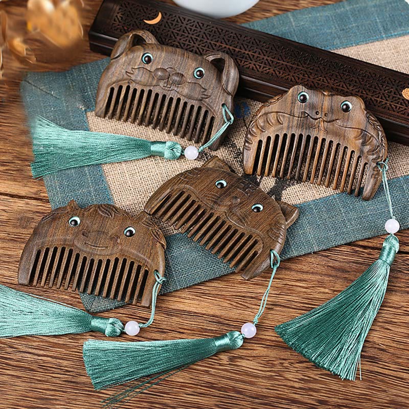 Chinesischer Tierkreis Grüner Sandelholz Mini Friedenskamm