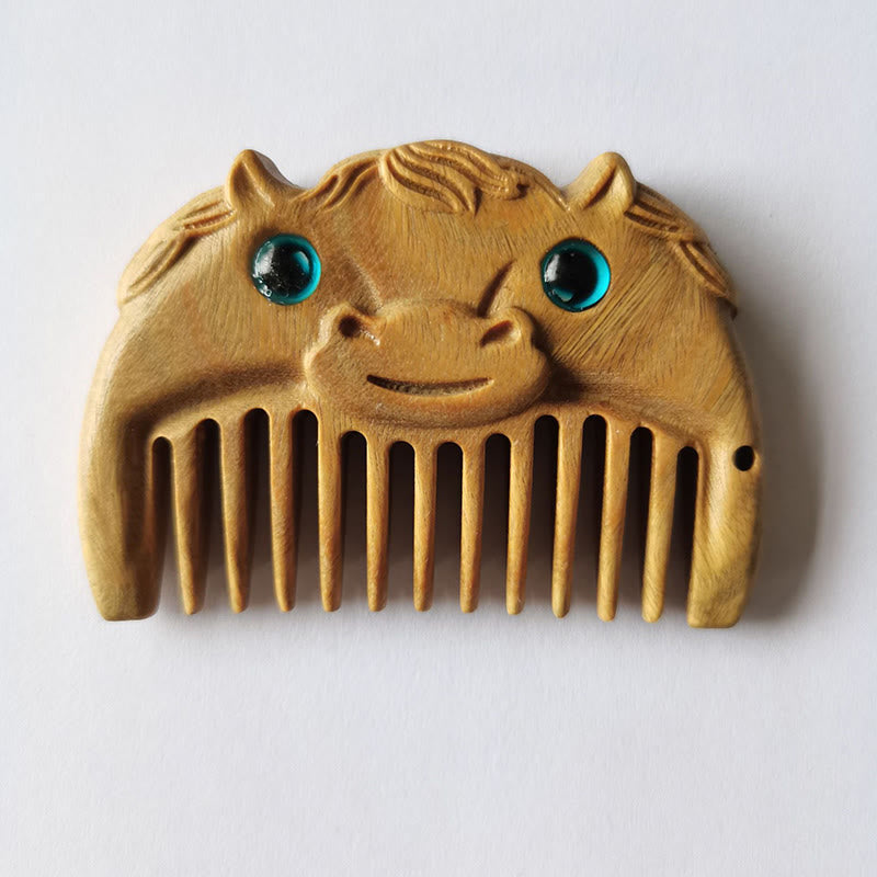 Chinesischer Tierkreis Grüner Sandelholz Mini Friedenskamm