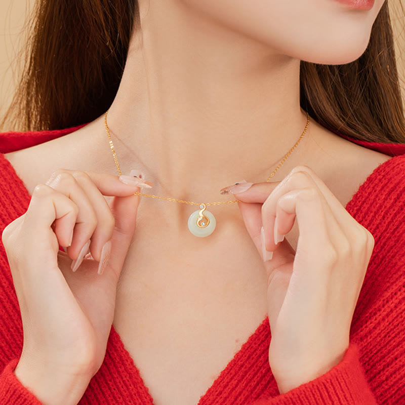 Chinesischer Sternzeichen Hetian Jade Fülle Halskette Anhänger