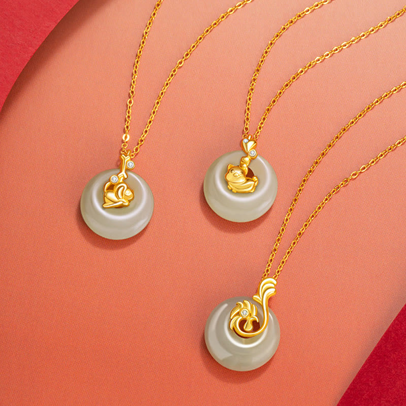 Chinesischer Sternzeichen Hetian Jade Fülle Halskette Anhänger