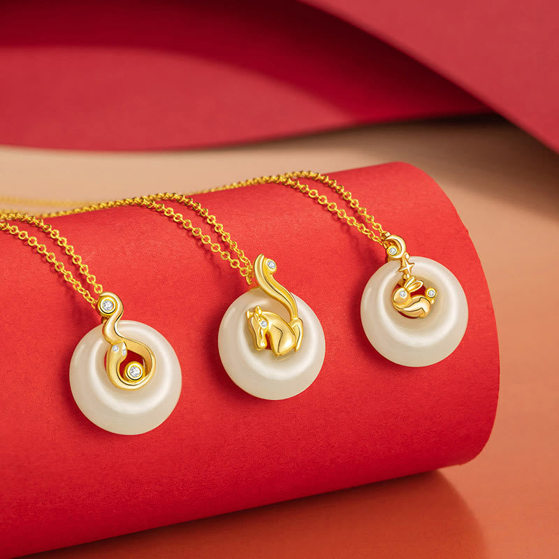 Chinesischer Sternzeichen Hetian Jade Fülle Halskette Anhänger