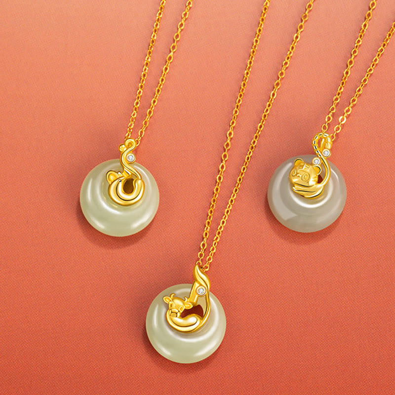 Chinesischer Sternzeichen Hetian Jade Fülle Halskette Anhänger