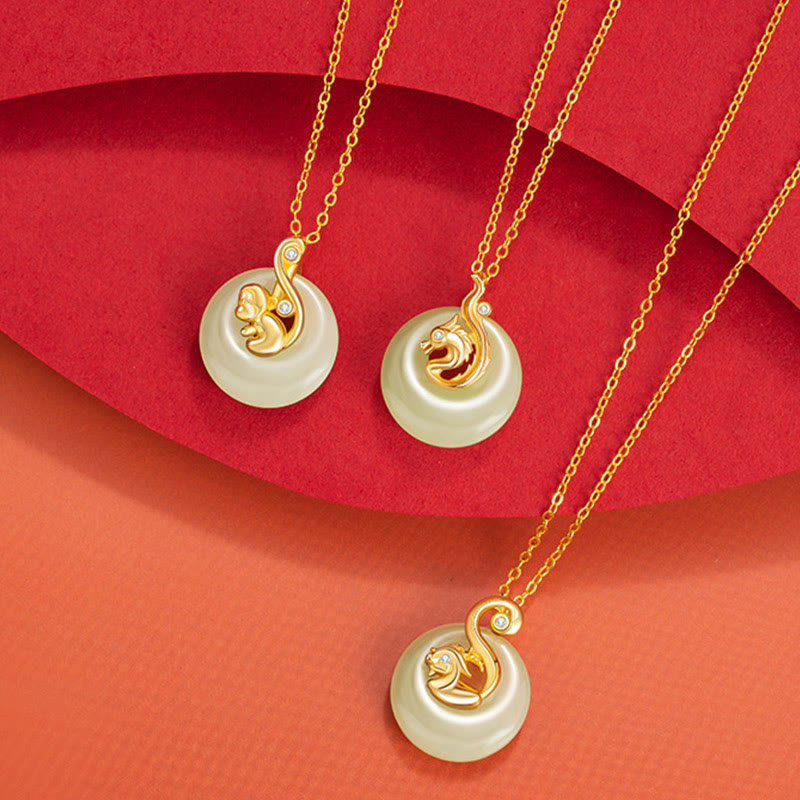 Chinesischer Sternzeichen Hetian Jade Fülle Halskette Anhänger